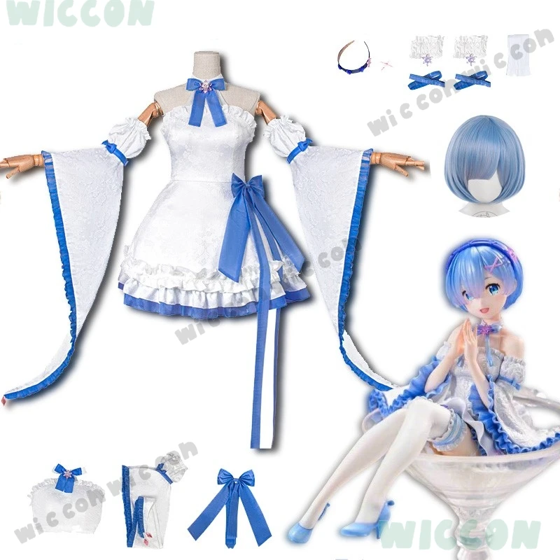 New Cos Isekai Seikatsu Re:zero Rem Figure Same Style Cosplay Lolita Anime Cosplay Costume Wig Halloween Clothes Girl Dress
