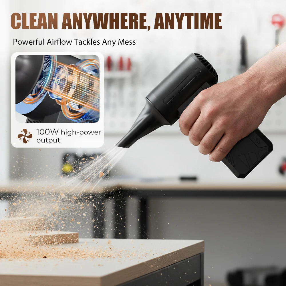 

【2025 New】Wireless Jet Fan Brushless Motor Turbo Air Blower For Car Cleaning With LED Light Digital Display Portable Outdoor