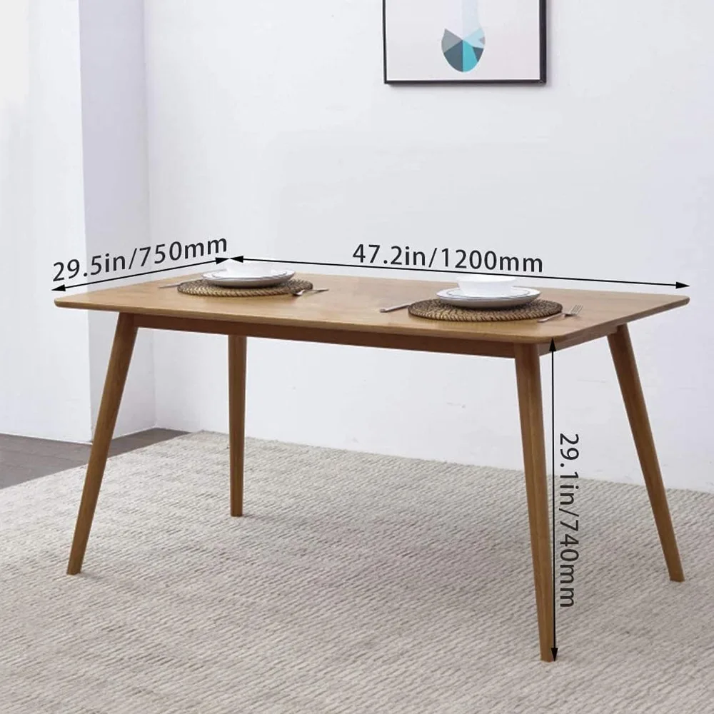 Dining Table 6 Person 47.2'' Modern Rectangular Kitchen Table Durable Structure Wooden Dining Room Table for Small Spaces Tables