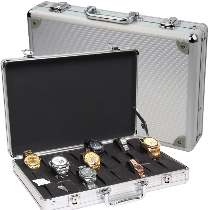6/10/12/24 Girds Luxury Premium Quality Watch Box Aluminum Alloy Produc Pattern Storage Clock Box Collection Display Gift Boxes