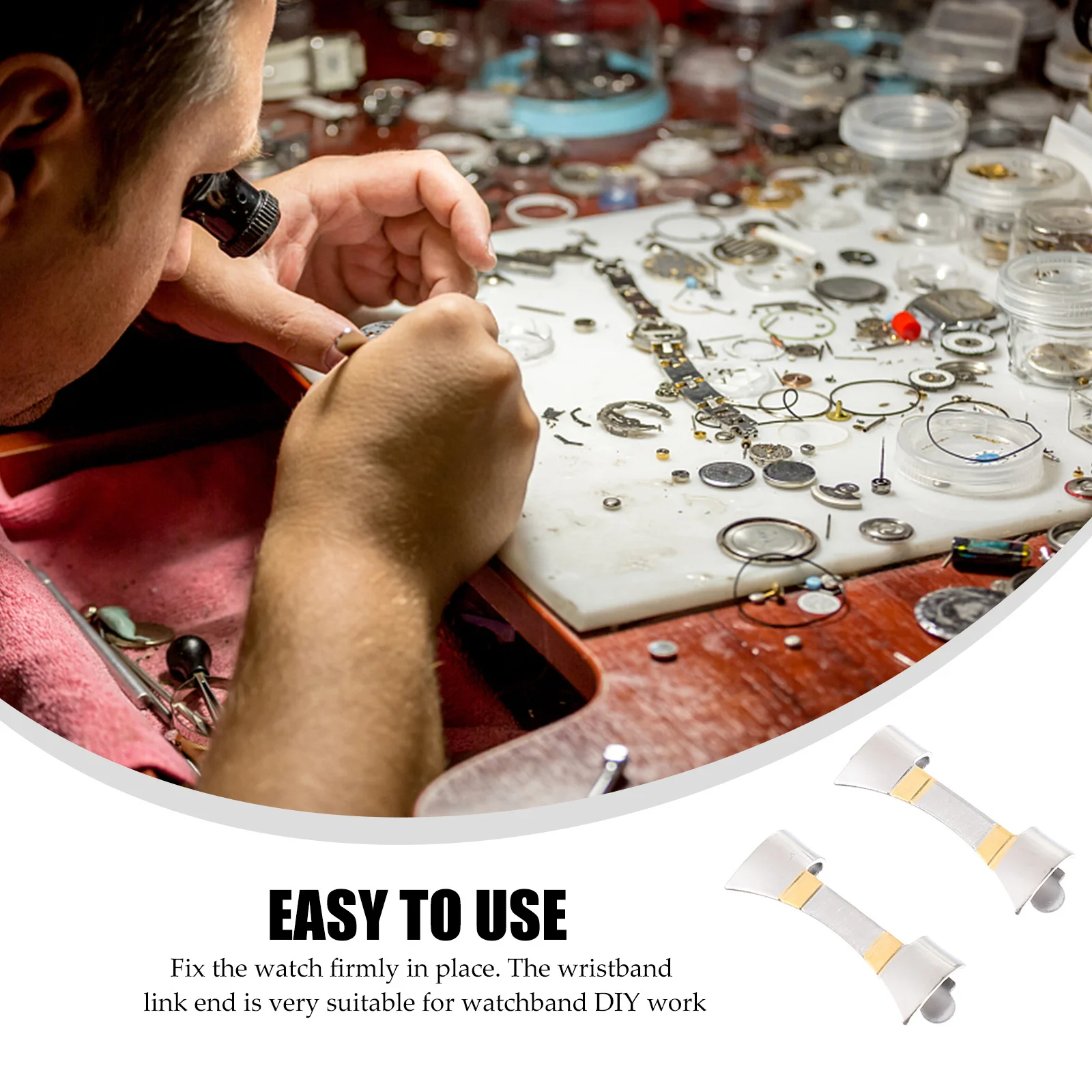 1Pair Stainless Steel Watch Strap Link Ends Durable Watchband Connector Replacement DIY Parts for Watchband Repair