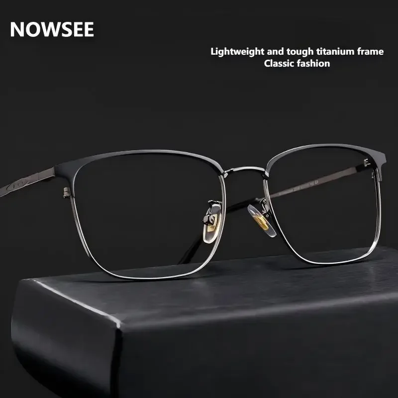 

NOWSEE Minimalist And Fashionable Pure Titanium Eyeglasses Ultra Light Comfortable Prescription Anti Blue Light Glasses Eyewear