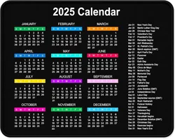 2025 Calendar Black Mouse Pad Square New Year Small Mousepad Anti-Slip Rubber Gaming Office Laptop Computer Office Supplies Gift