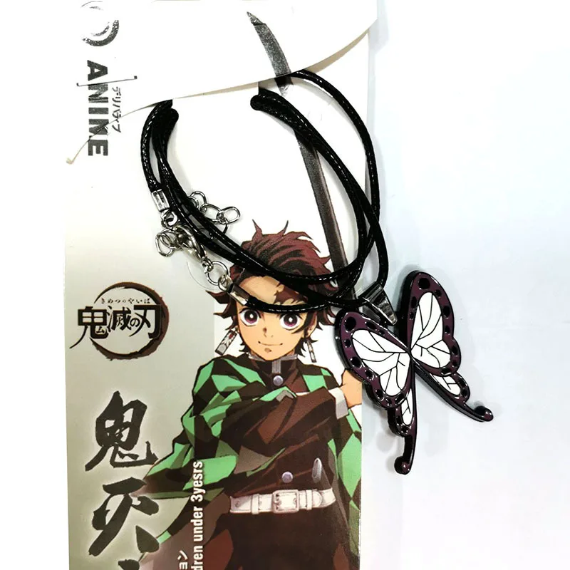 Collar con colgante de Anime Demon Slayer Kimetsu No Yaiba, máscara de mariposa y zorro, joyería de aleación, abalorio de personaje de dibujos animados, accesorio de regalo