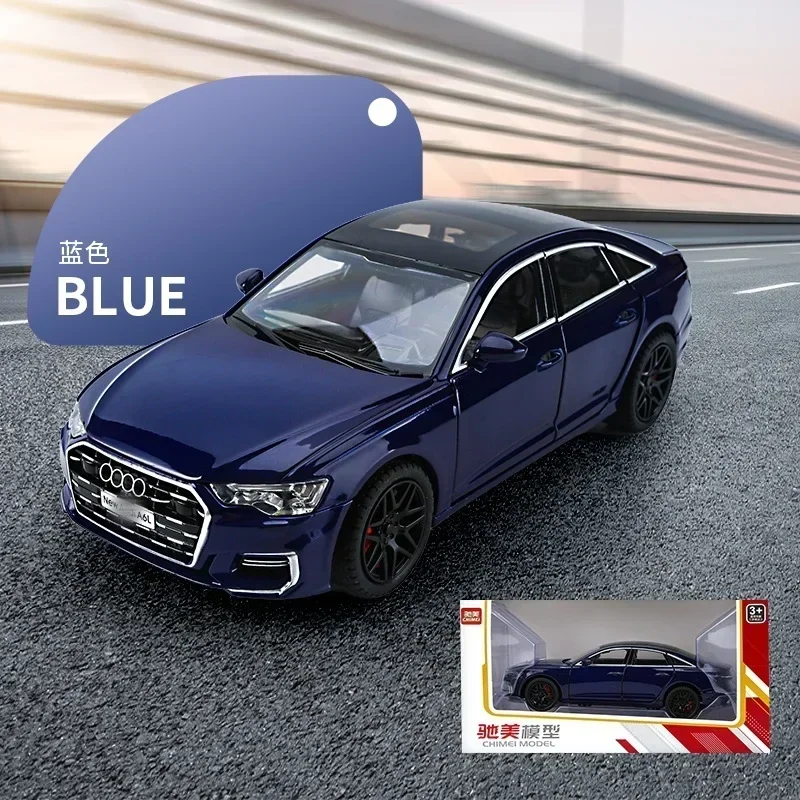 1: 24 Audi A6L simulation alloy model, acousto-optic feedback six door model, collectible ornament