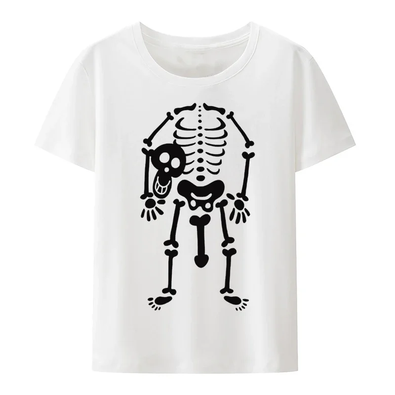 Finger Skeleton Printed Halloween Tshirt Gothic Street Fashion Cotton Comfortable Short Sleeve Tee Loose Breathable Hipster Tops