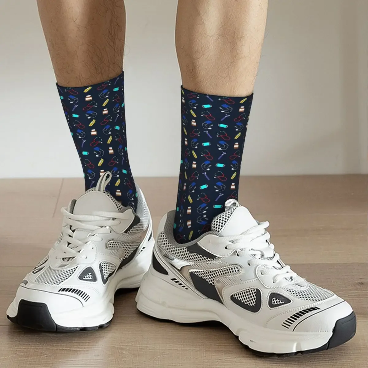 Muster für medizinische Geräte 1 Socken Harajuku super weiche Strümpfe ganzjährig lange Socken Zubehör für Unisex-Geschenke