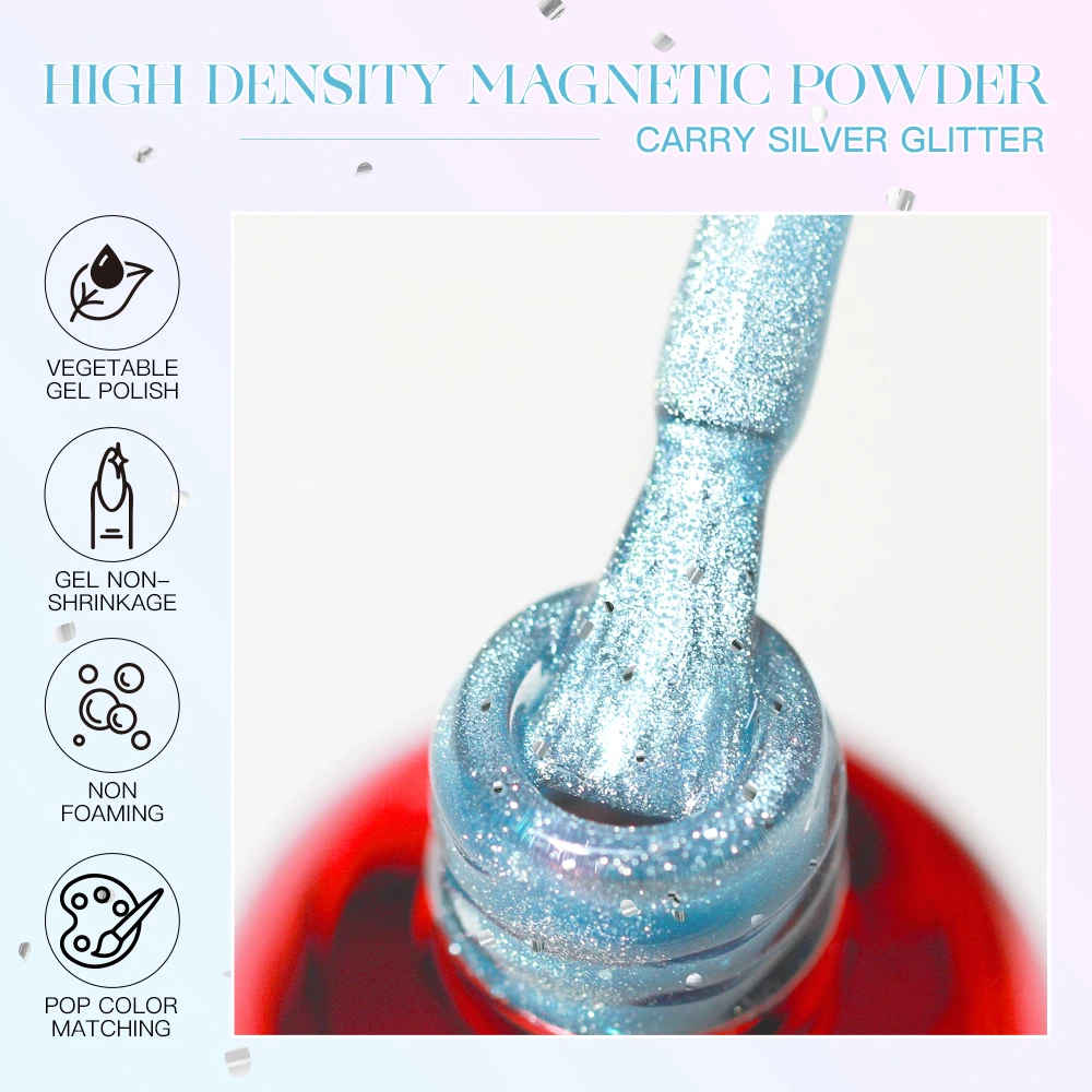 كما النمط الياباني تألق الأبيض المغناطيسي هلام طلاء الأظافر الصيف الترتر غرامة تألق الوردي بريق القط العين جيل للأظافر الورنيش #6