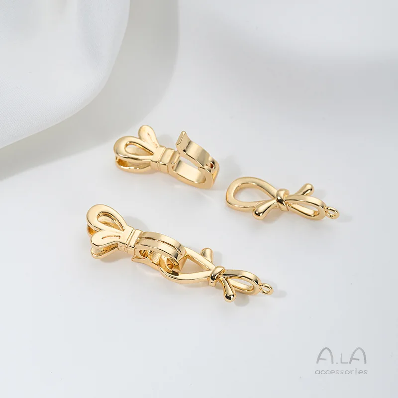 

14K Gold Color Pearl Necklace Butterfly Buckle Connecting Buckle Buckle Handmade DIY Sweater Chain Ending Button Head Accessorie