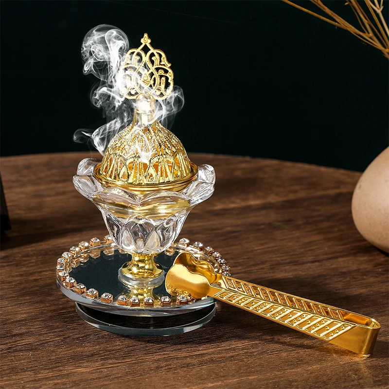 

Glass Incense Burner Set Desktop Ornament Portable Rotatable Creative Home Fragrance For Hotel Cabinet Living Room Office Party