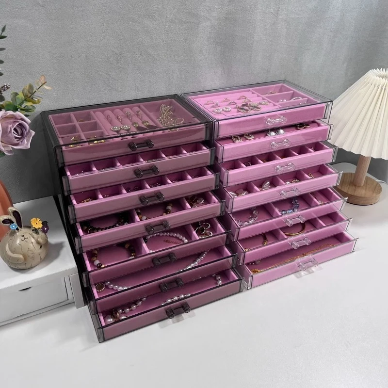 Jewelry storage box, seven-layer anti-oxidation large-capacity earrings, necklace storage.