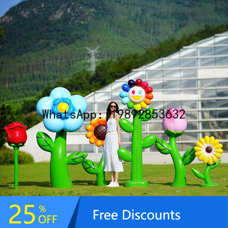 CZ Cartoon Flower Fiberglass Sculpture Garden Landscape Community Scenic Spot Small Scene Mall Scene Decoration