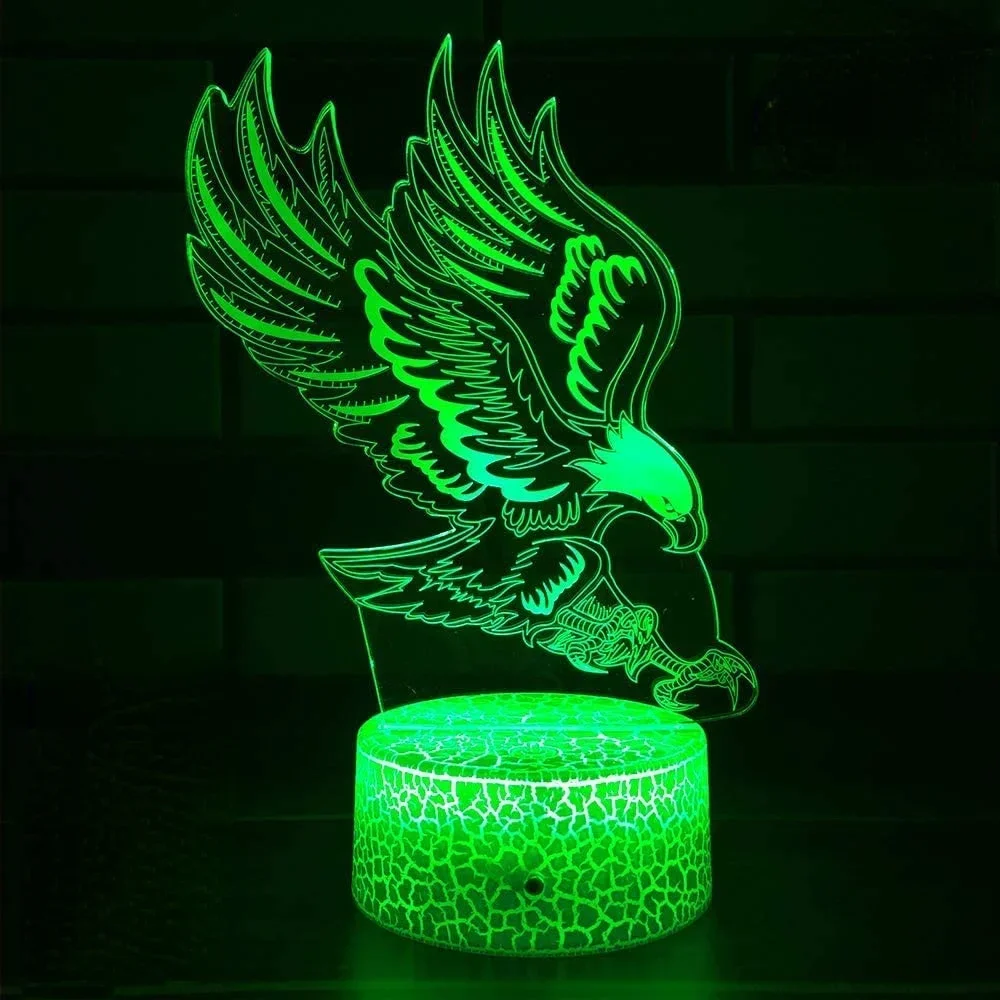 Nighdn 3D Eagle Night Light 7 Colors Changing USB Optical Illusion Lamp Children Kids Christmas Birthday Gift Child Nightlight