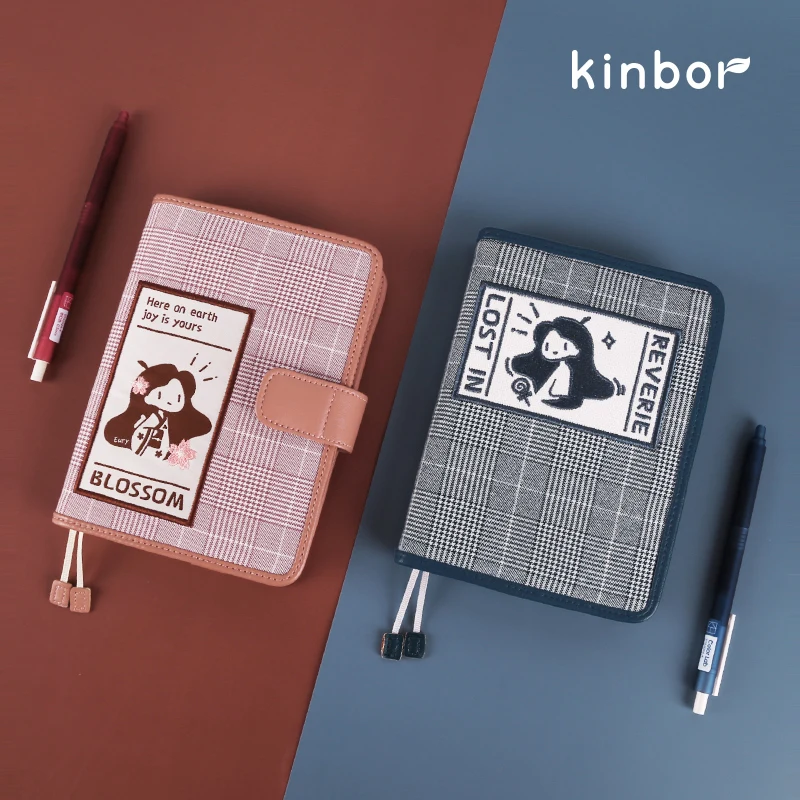 Kinbor A6 Hand Account 2022 Planner Agenda Notebook Cartoon Cute Notepad Self-filling Calendar Efficiency Plan Book Red Blue