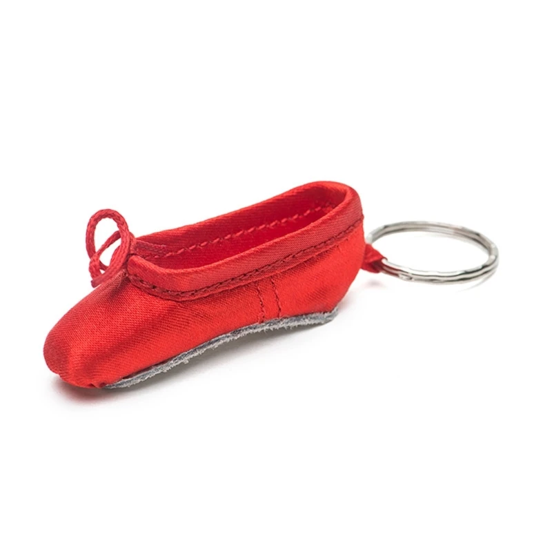 E0BF Ballet Shoe Keychain Silk Mini Pointe Shoe Keyrings Elegant Key Accessory for Ballet Dances Enthusiasts