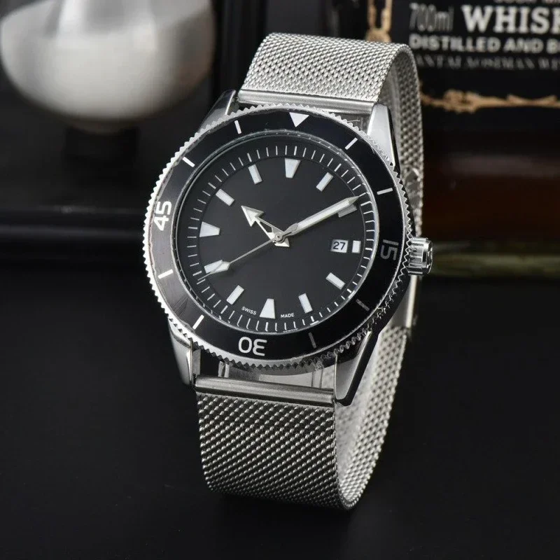 2025 ساعة يد كبيرة عصرية جديدة للرجال بحزام من الفولاذ المقاوم للصدأ مصممة فاخرة شهيرة لحفظ الوقت ساعة دقيقة