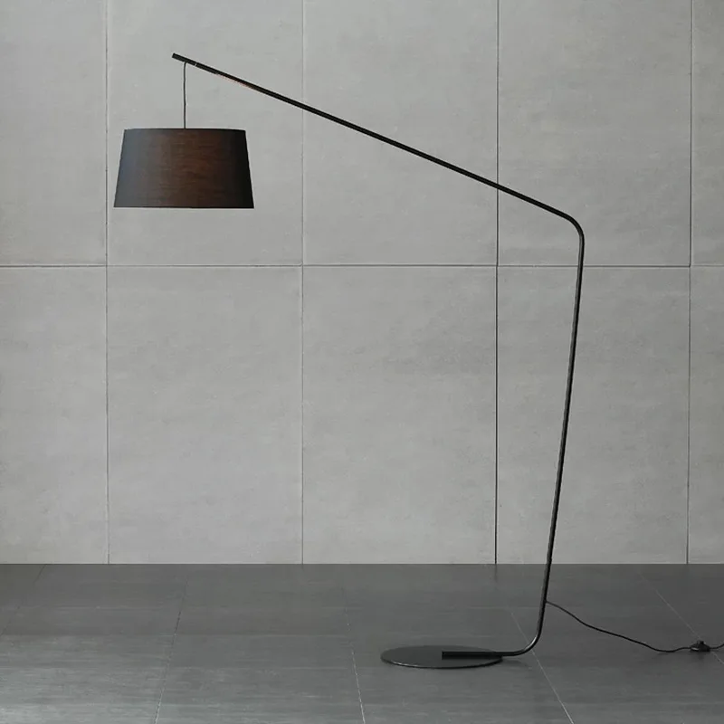 Light luxury minimalist Nordic floor lamp, hotel living room bedroom personalized simple fabric modern led vertical fishing lamp