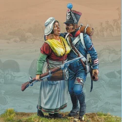 54MM resin unpainted model kit, military theme, French soldier and wife unassembled and unpainted GK