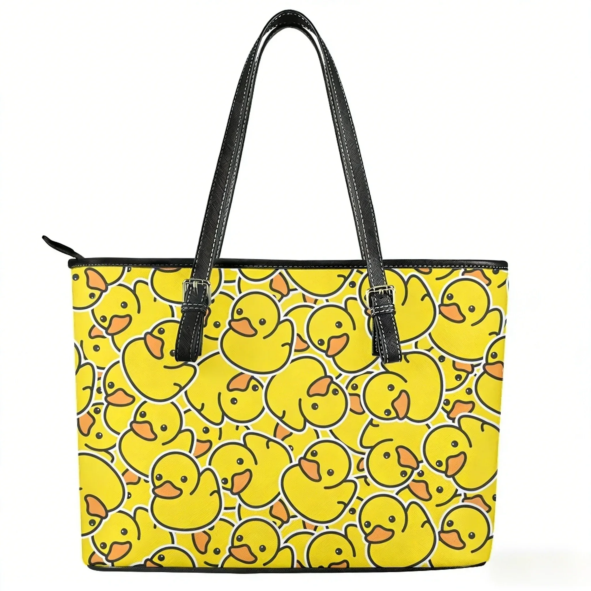 

Yellow Duck Printed Custom Handbag Womens Mens Personalized Tote Bag Shoulder Bag Business Leather Purse Travel Bag Gift
