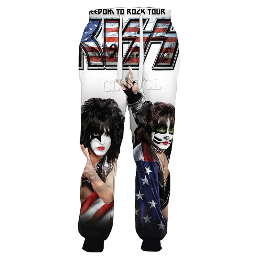 

HX Hip Hop Rock Metal Kiss Band Trousers Men Women 3D Print Casual Sweatpants Fashion Streetwear Style Men Jogging Pants
