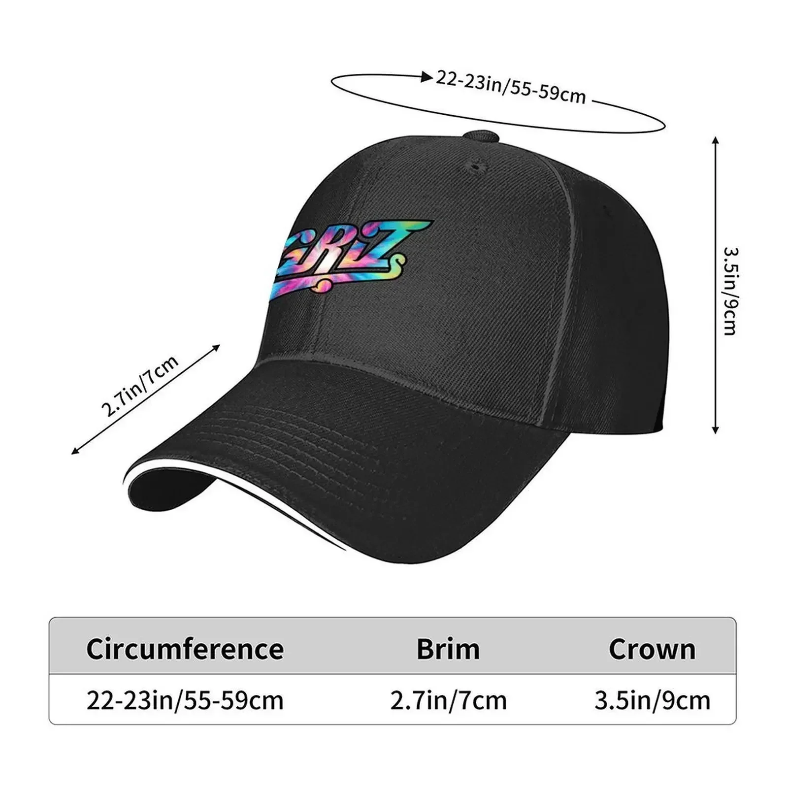 New GRiZ Logo- Rainbow Pixel Tie-Dye Print Baseball Cap Luxury Man Hat Beach Outing Sun Cap Hats For Men Female Men's