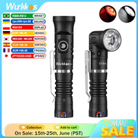 Wurkkos HD11 90° Folding 18650 LED Flashlight Red Light Max 1800LM IP68 with Magnetic Tail USB C Rechargeable EDC Torch Hiking
