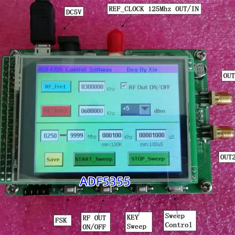 ADF5355 color touch screen module sweep frequency signal source VCO microwave frequency synthesizer PLL 2.8 inch