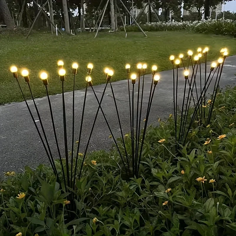 Solar LED Lights Garden Firework Warm Lights Outdoor 6/8 LEDs Waterproof Firefly Lawn Lamps Patio Pathway Decoration