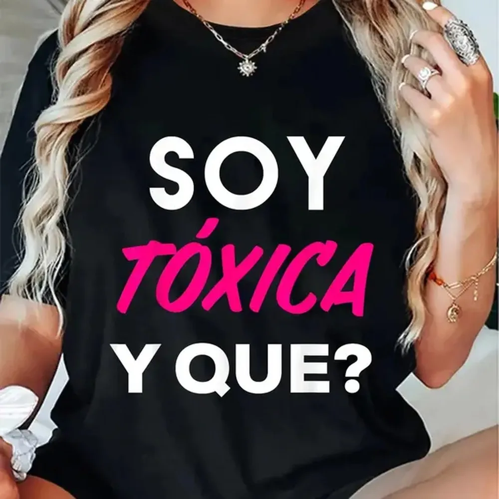 Camiseta Unisex 100% Algodón, Regalo Original, Camiseta con Estampado 'Soja Tóxica Y Que', Camiseta para Mujer, Regalo Español Bonito, Camiseta 'Badass'