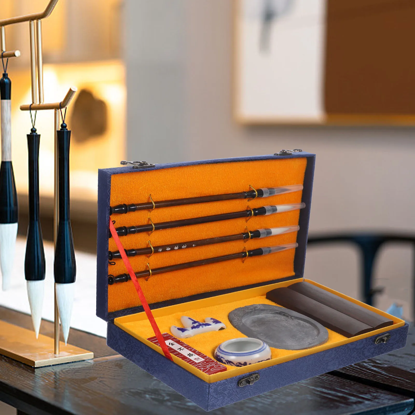 

1 set 1 Set Portable Chinese Calligraphy Practice Kit With Ink Brush Ink Stone Stick For Students Artists Writing Study Supplies