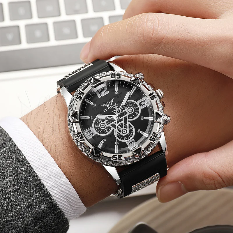 Fashion Men's Watch Silicone Band Big Dial Male Quartz Watches Sports Watch