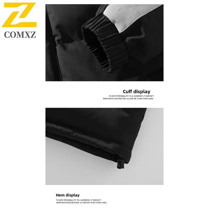 COMXZ 남성 퀼팅 재킷 카고 트렌디 루즈 따뜻한 스트리트 스키 파카 코트 자전거용 방한 고품질 겨울 재킷