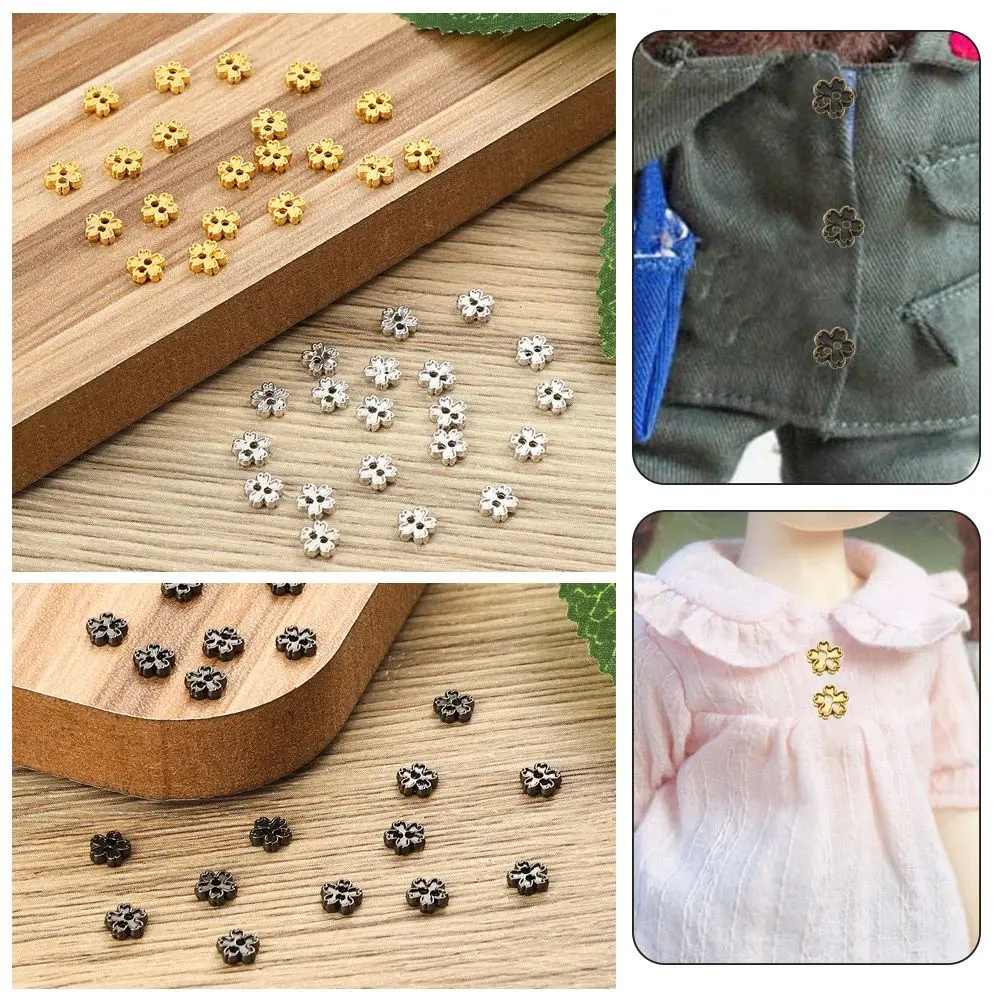 20pcs 5mm Dollhoues Miniature Accessories Clothing Sewing Buckle DIY Doll Clothes Mini Buttons Metal Flower Buckles