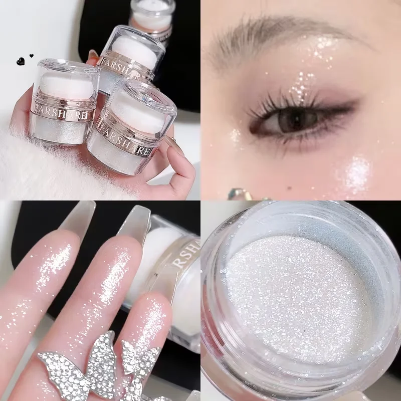 Surligneur à paillettes, poudre de pat à reflets féeriques à paillettes, poudre de surligneur de neige douce et scintillante pour le visage et le corps, maquillage surbrillant