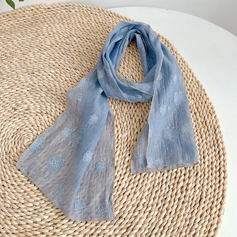 

Scarf Women Summer Viscose Blue Long Sun Protection Neck Wrap Accessory For Spring Autumn Holiday