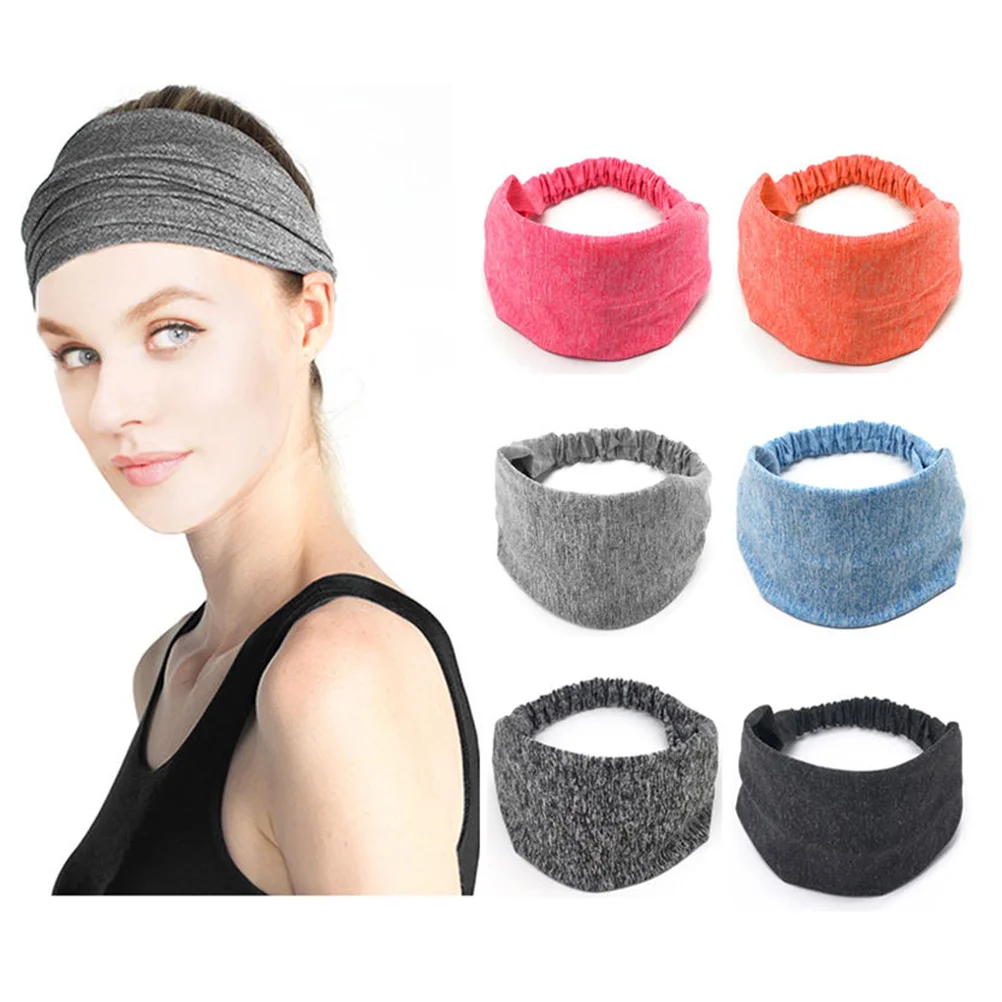 

6Pcs Women Hairband Elastic Broadside Non-Slip Headbands for Yoga Running Exercise Sports Sweat Absorbing Head Wraps Black