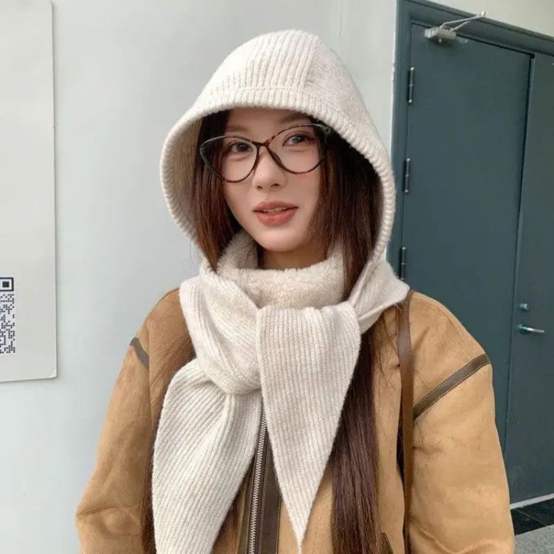 الشتاء المعتاد هود وشاح بالاكلافا قبعة سدادات حماية الأذن يندبروف الدافئة منفذها القبعات النساء قبعة أنيقة على الموضة ووشاح Skullies Beanies #4