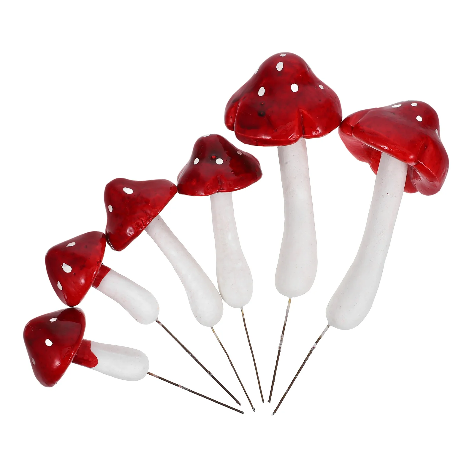 

6Pcs Red Foam Artificial Mushrooms Garden Mushroom Decor Realistic Simulated Mushroom Stakes for DIY Craft Fairy Garden