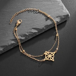 Wiccan Witch Knot Stainless Steel Cuff Bracelet for Women Fashion Charm Irish Jewelry Adjustable Amulet Gift