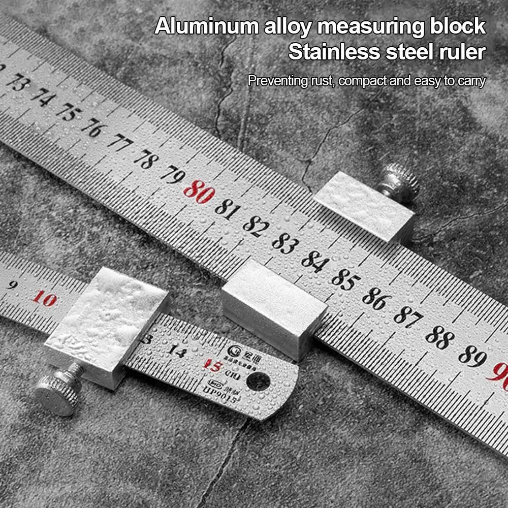 Metal Scribing Ruler Accurate Positioning Precise Measurement Marking Gauge Clear Scale Multi-Function Steel Ruler Slide Stop