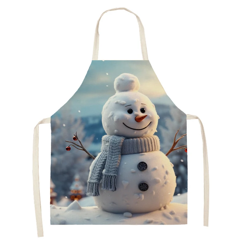 Women's kitchen apron Linen man Children's Big size Child girl Waterproof funny Half Work Coffee art winter Merry Christmas image 4