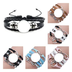 Fashion Woven Leather Rope Bracelet Sublimation Blanks Bracelets DIY Heat Transfer Blanks For Creative Fashion Jewelry Gifts