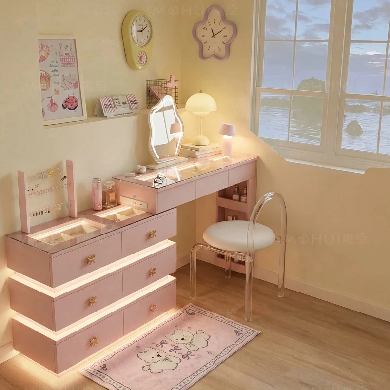 

Comfortable Wood Vanity Table Modern Luxury Beauty Makeup Desk Storage Dressing Table Cosmetics Girl Vestidores Home Furniture
