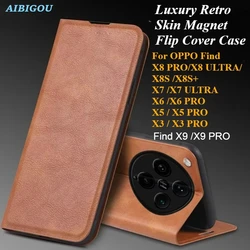 For OPPO FIND X9 X8 PRO X7 ULTRA X6 X5 X3 Retro Skin Luxury Leather Case Flip Magnet Book Full Cover FIND X8S X8S+ Phone Bags