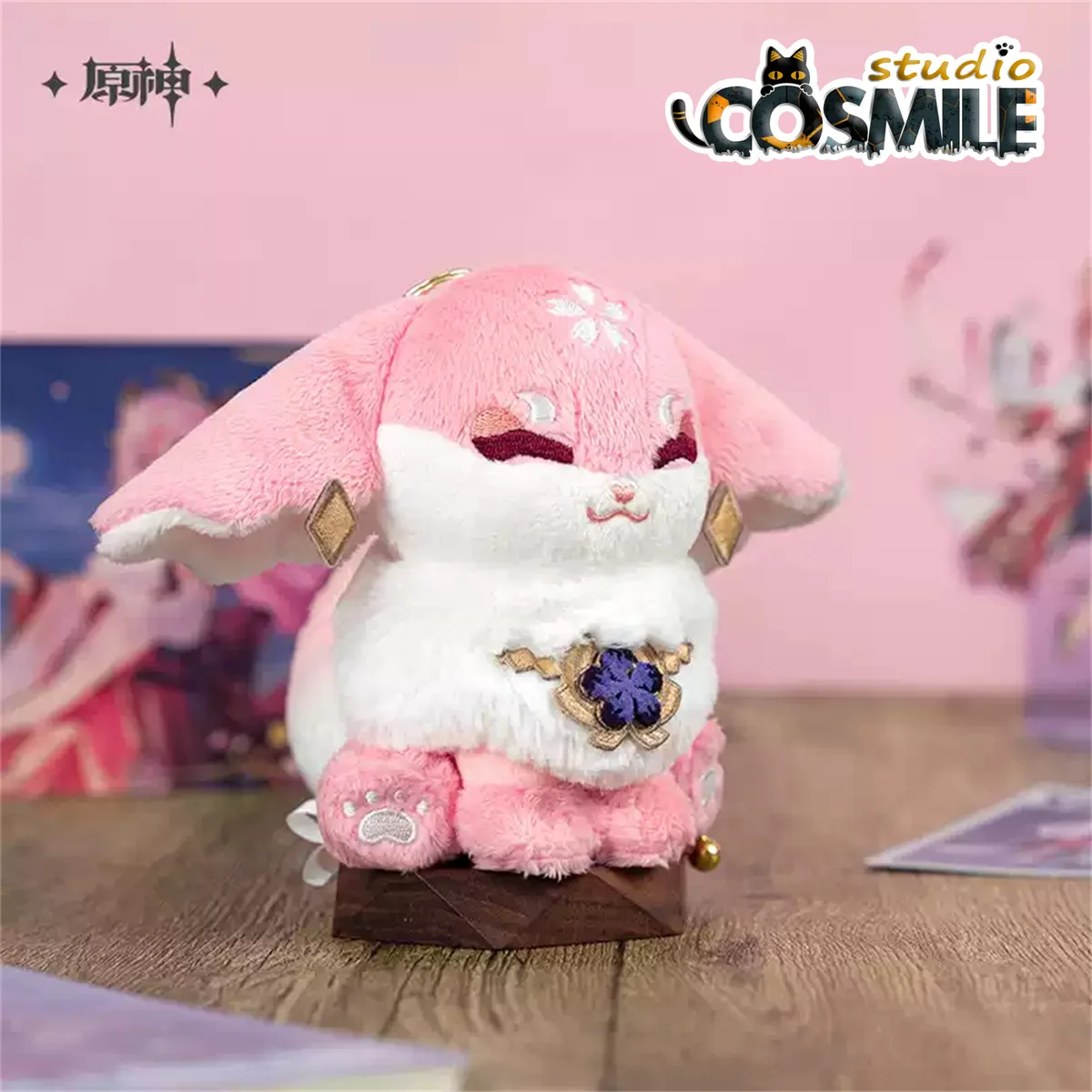 Oficial genshin impacto raposa deus yae miko rosa cosplay prop boneca de pelúcia chaveiro pingente brinquedo