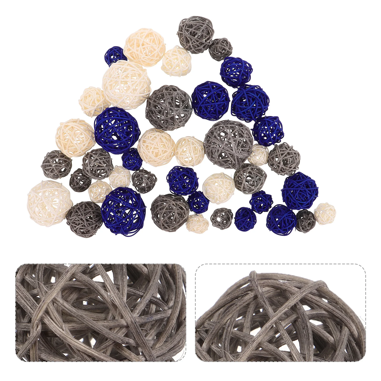 

42Pcs Rattan Balls Decorative Natural Weave DIY Crafts Vase Fillers Home Kindergarten Classroom Party Centerpieces Decor