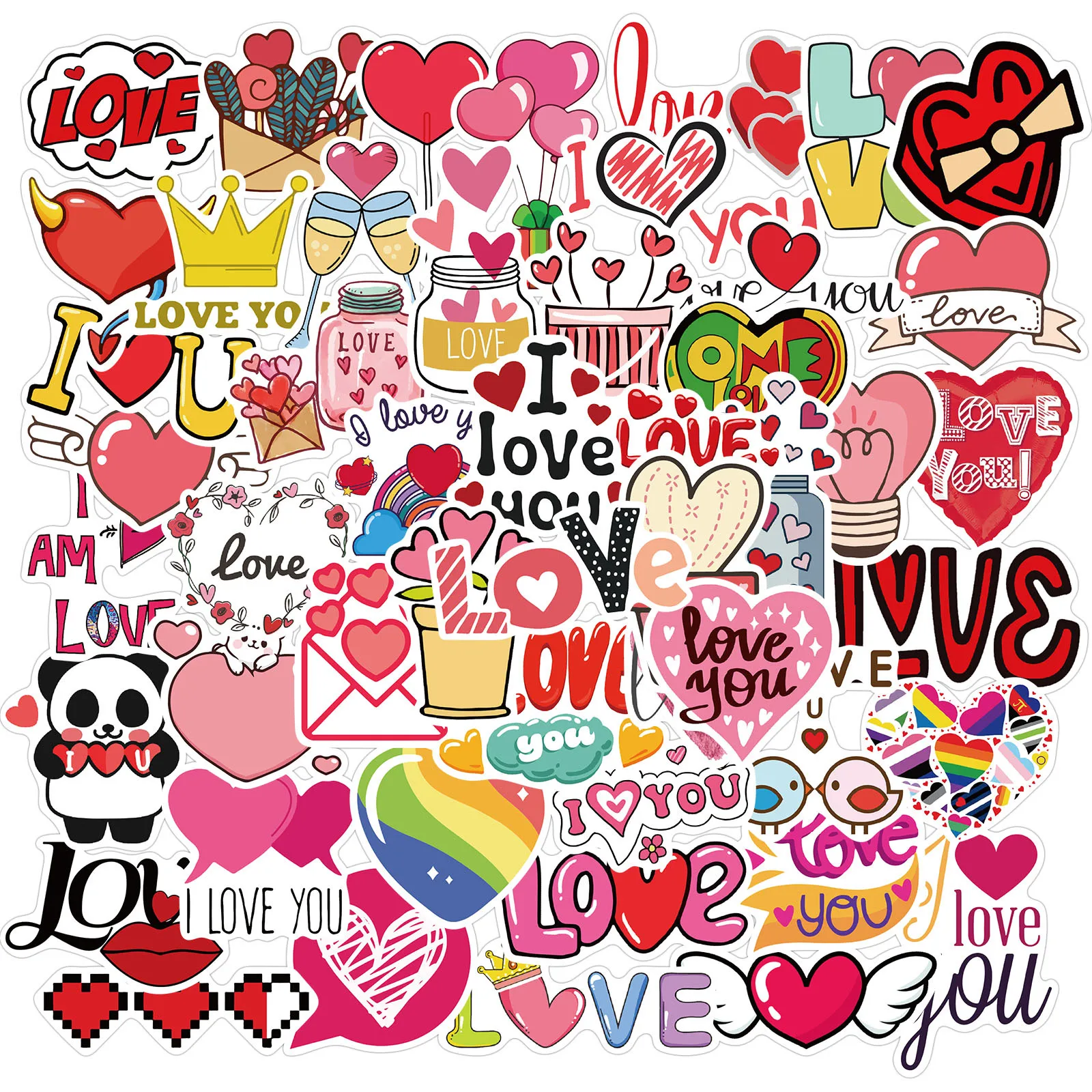 10/30/50PCS Cute Love Sticker Aesthetic Children's PVC Sketchbook Decoration Scrapbooking School Stationery Supplies for Kids