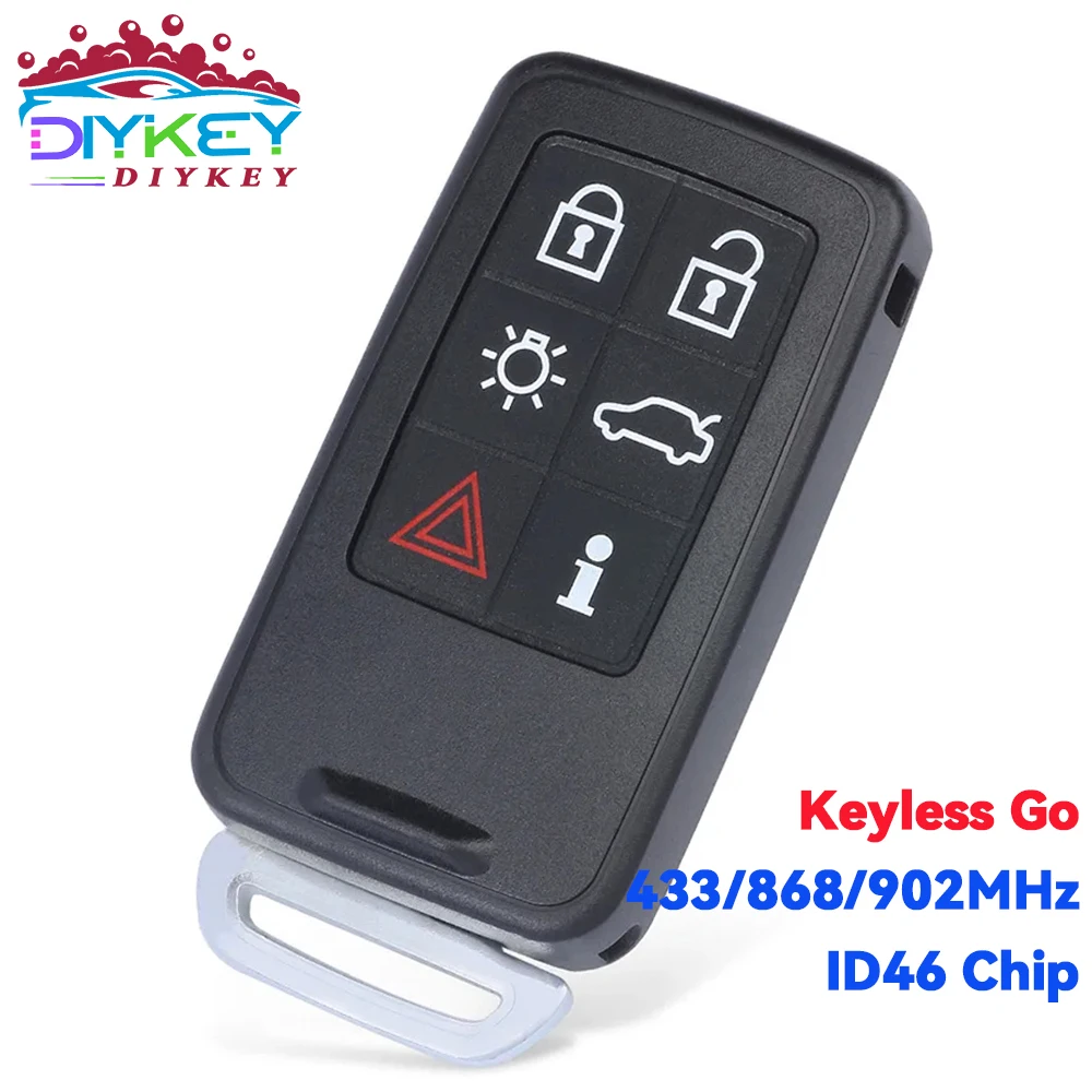 

DIYKEY 433/868/902MHz Keyless Go For Volvo XC60 XC70 XC90 V70 V60 S60 S80 Auto Smart Key Remote KR55WK49266 ID46 PCF7953 Chip