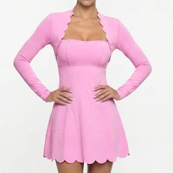 tennis dresses Autumn and winter women's long-sleeved tennis dress wavy petal yoga dress quick-drying sport dress golf wear