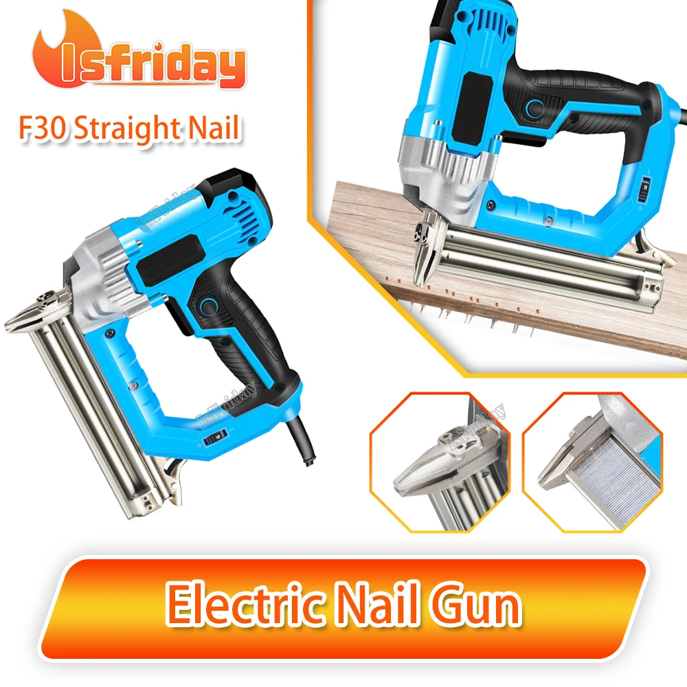 2300W Electric Nail Gun 220V Woodworking Tools Electrical Straight Staple Nail F30/F25/F20/F15 Furniture Nailing Stapler Shooter